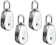 4Pcs M32 Single Pulley Block,  Heavy Duty 304 Stainless Steel Pulley Roller Cran