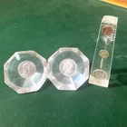 Lot of 3 Lucite Coin Paperweights 1882 Morgan Silver Dollar 1964 Proof Set