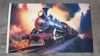 Fahne Flagge Zug Eisenbahn Lokomotive Dampflock - 90 x 150 cm
