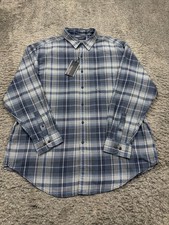 Roundtree  Yorke Shirt Men XL Gray Blue Soft Button Up Portuguese Flannel NWT