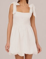 Adrianna by Adrianna Papell Women's White Short Bubble Bow Tie Dress Size 16