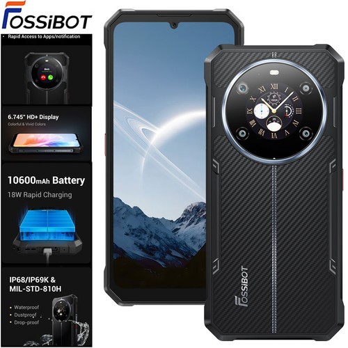 Unlock 4G Rugged Phone Dual Screen Android 15 Outdoor NFC Mobile FOSSiBOT F109S