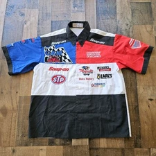 Etc Wham Bam Vintage Snap On Racing Button Shirt Large