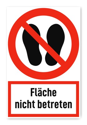 Fläche nicht betreten - Verbotszeichen mit Text (deutsch) (rot/weiß) - hochka...