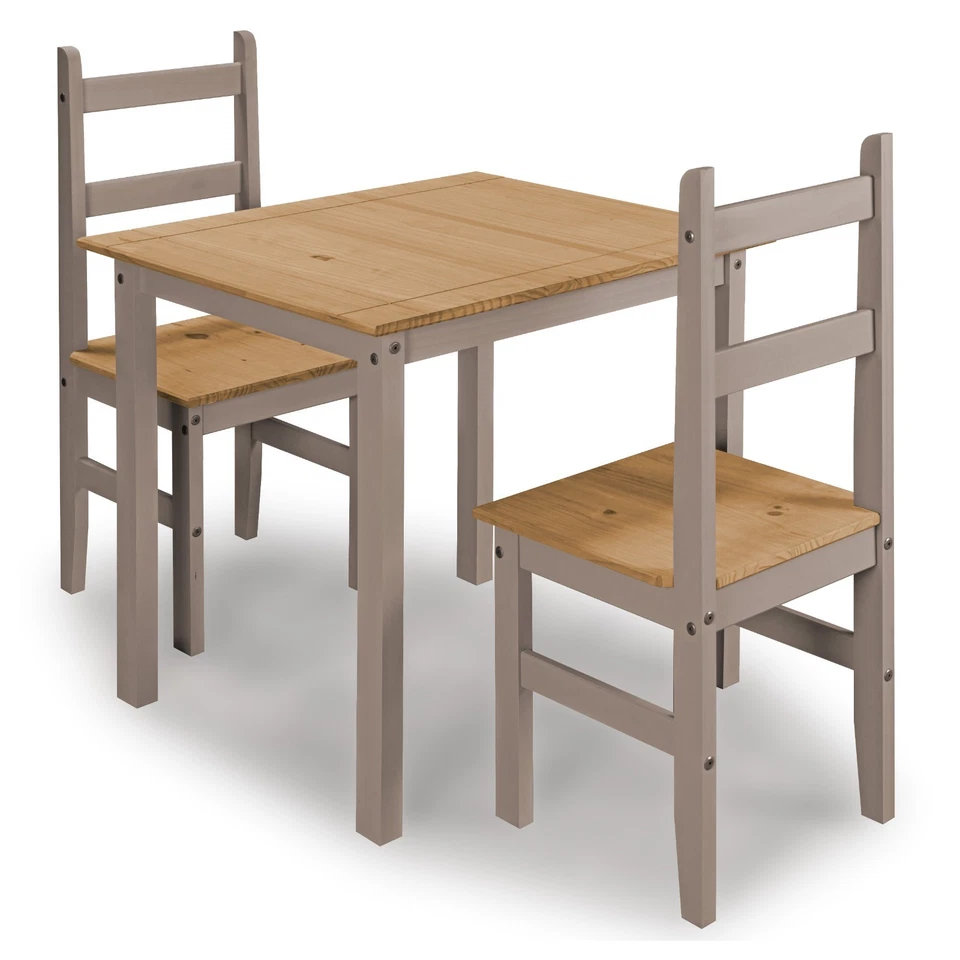 Corona Dining Table Set 2 Seater Grey Rio Solid Mexican Pine Wood Dining Table - Image 4 of 4