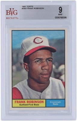 Frank Robinson Cincinnati Reds 1961 Topps #360 BVG Authenticated 9 Card