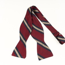 Silk Bow Tie Navy Red White Stripes Self-Tie Adjustable USA