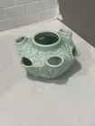 Vintage Antique McCoy Pottery Aqua or Teal Strawberry Pot 5” x 8”