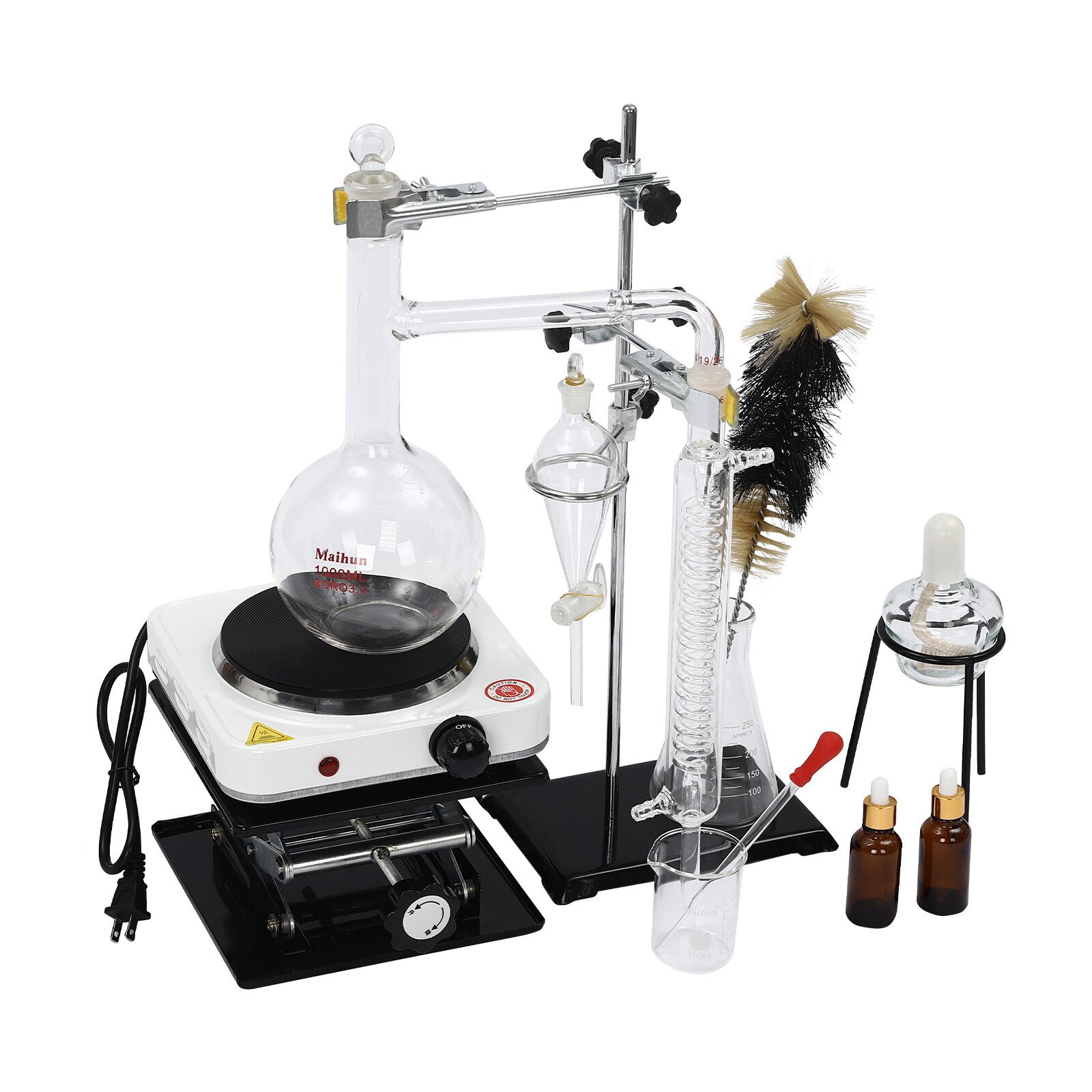 1000ml Essential Oil Distillation Apparatus Lab Home Glassware Distillation Kits thumbnail 3