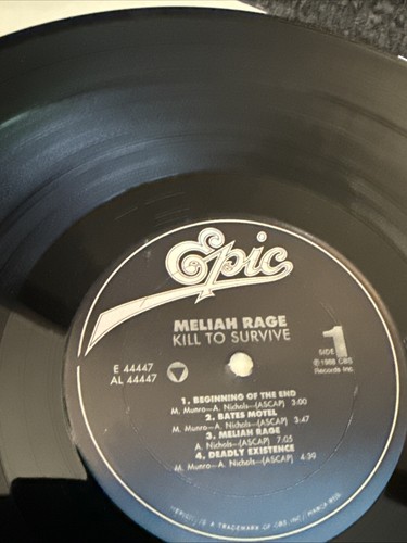 MELIAH RAGE Kill To Survive ORIGINAL 1988 LP Vinyl Album. Promo - Picture 4 of 6