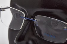 vintage glasses THEMA 1117 blue thin oval rimless frame Y2K  Unisex