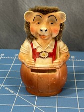 1950s vintage MECKI HEDGEHOG MONEY BANK  plastic, no key Mecki