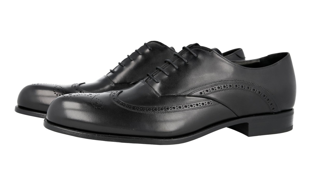 AUTH LUXURY PRADA OXFORD SHOES 2EE201 BLACK LEATHER NEW US  display picture 3