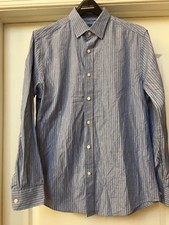 GAP PREMIUM CLASSIC FIT MEN'S STRIPED DRESS SHIRT BLUE ON BLUE, Size M