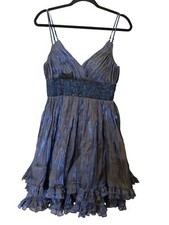OC by Oleg Cassini Beaded Party Prom Dress Tiered Opalescent Blue Shimmery 2