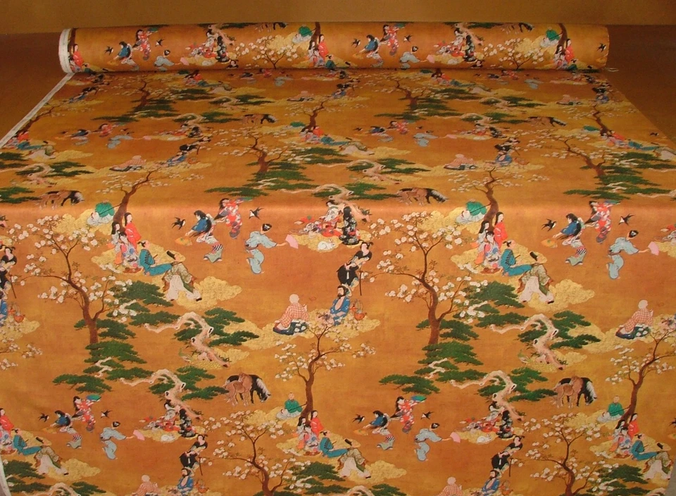 Cojín tapizado cortina tela 100 % algodón naranja koi estampado japonés uso Foto 3 de 4