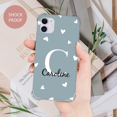 Personalisierte Handyhülle Pastell Initialen Name Silikon Cover für iPhone 11 12 14 7
