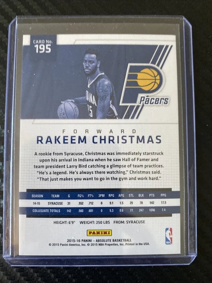 2015-16 Panini Absolute - Rookies #195 Rakeem Christmas /999 (RC) - Image 2 of 2