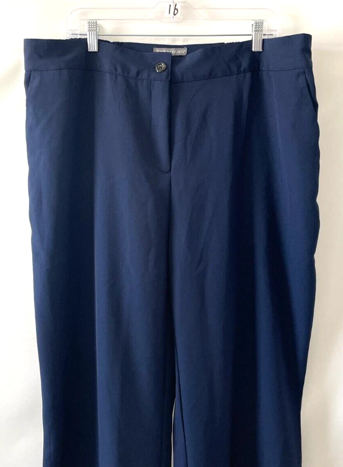 Jessica London Womens Navy High Rise Partial Elastic Waist Dress Pants Sz 24W - Image 3 of 4