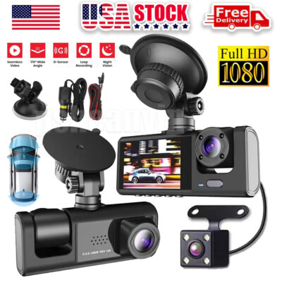 HD 1080P Car Dual Lens Dash Cam Front/Rear/Inside Video Recorder Camera G-sensor