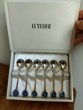 Set di 6 cucchiaini da caffè inserti in vetro placcato argento Le Verre design di Yashima