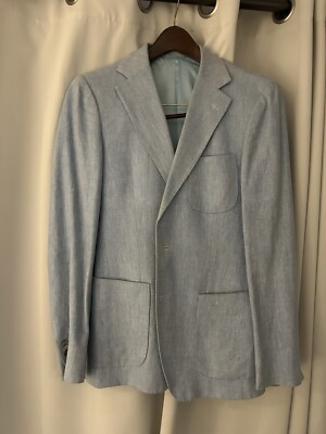 Lee Baron Hong Kong Custom MTM L/Blue Sportcoat Heavy Cotton 36 R/S