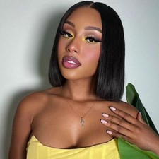 Short Bob Straight 100 Brazilian Human Hair Wigs Remy Lace Front Glueless Wig