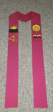 CLERGY STOLE OFFICIANT VESTMENT HAND MADE PURPLE W/WHIMSICAL DESIGN