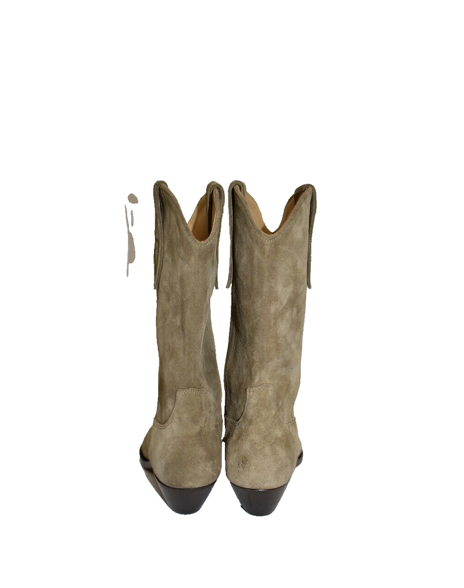 New! Isabel Marant Duerto Suede Western Boots Taupe Brown