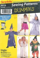 Simplicity Sewing Pattern For Dummies # 9910 Costumes For Children Size: A (3-8)