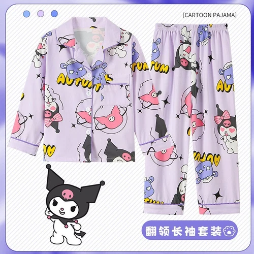 Cinnamoroll Kuromi My Melody Pajamas Casual Long Sleeve kids Neck Nightwear - Picture 21 of 31