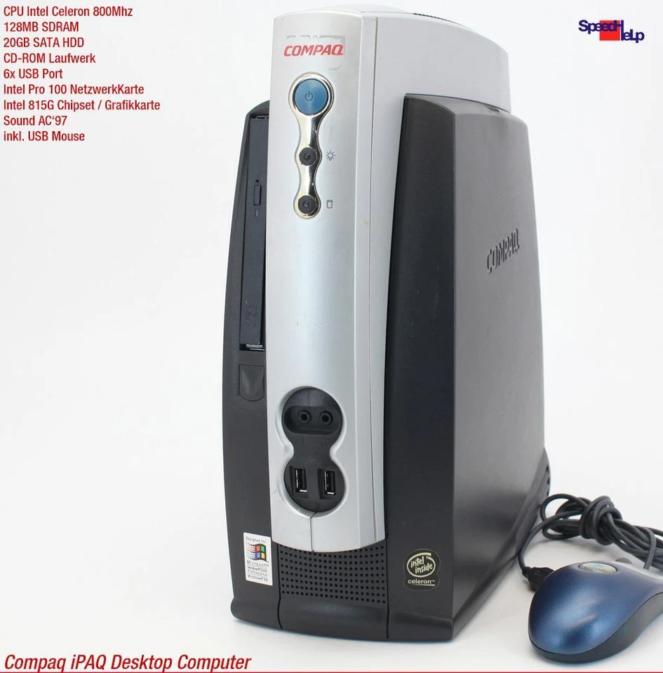 Compaq iPAQ Desktop Ordenador Celeron 800MHZ Windows 98 Lan 20GB 128MB Pentium 3 - Imagen 2 de 4