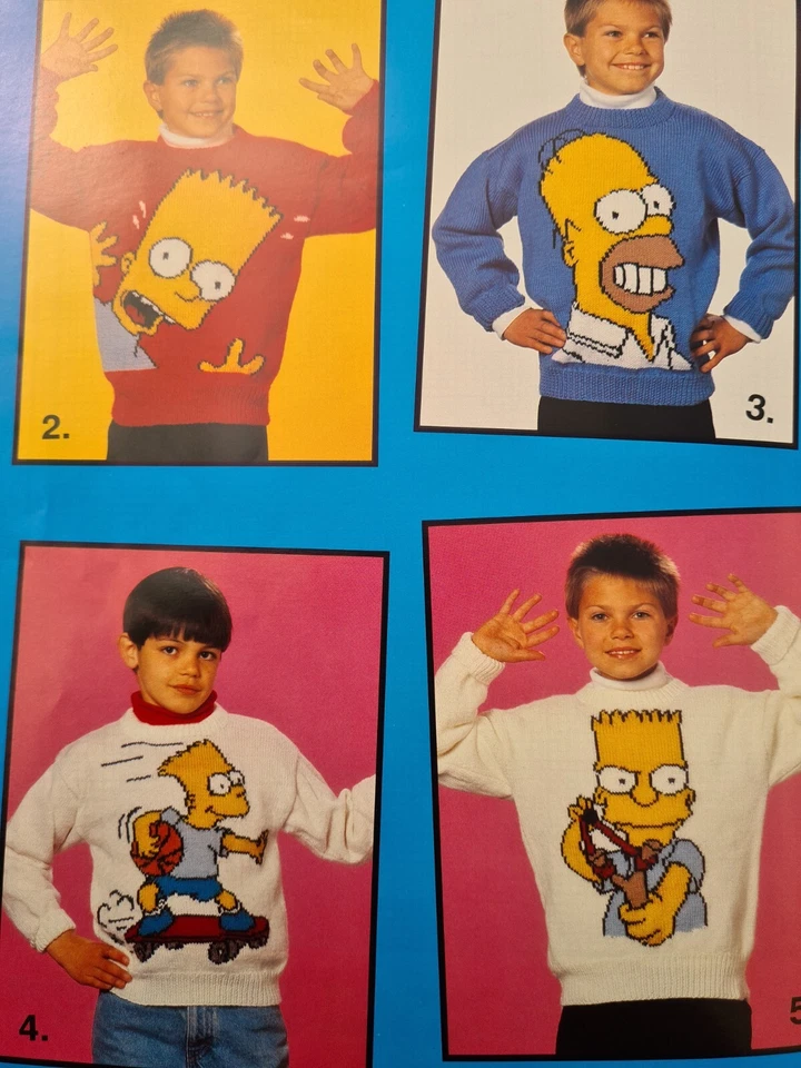 The Simpsons 9 design vintage intersia double knitting pattern children adult - Image 4 of 4