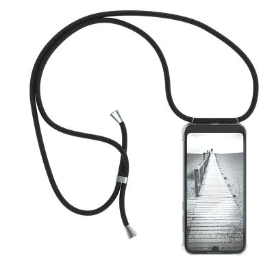 Für Huawei Y5 2019 / Honor 8s Handyhülle Umhängen Kordel Tasche Kette Schwarz