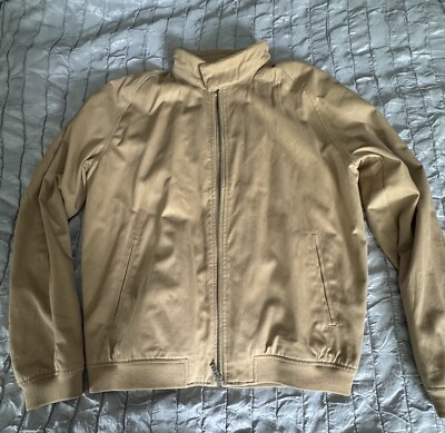 Men's Beige Cotton Bomber Jacket M UK