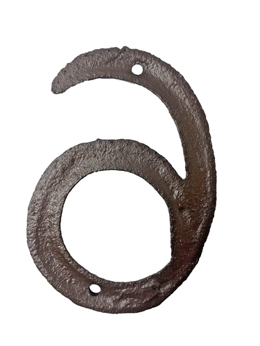 Rustic Brown Cast Iron Wall Number 6 Six or 9 Nine Home Address Wall Plate - Picture 2 of 5