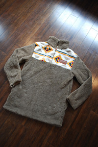 Southern Fried Chics Sherpa Quarter Zip Pull Over Sweatshirt Size S Southwest
