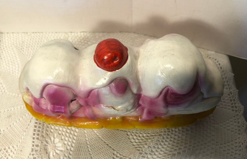 1978 CARA CREATIONS PLASTER / CHALKWARE BANANA SPLIT ICE CREAM BANK - Picture 4 of 4