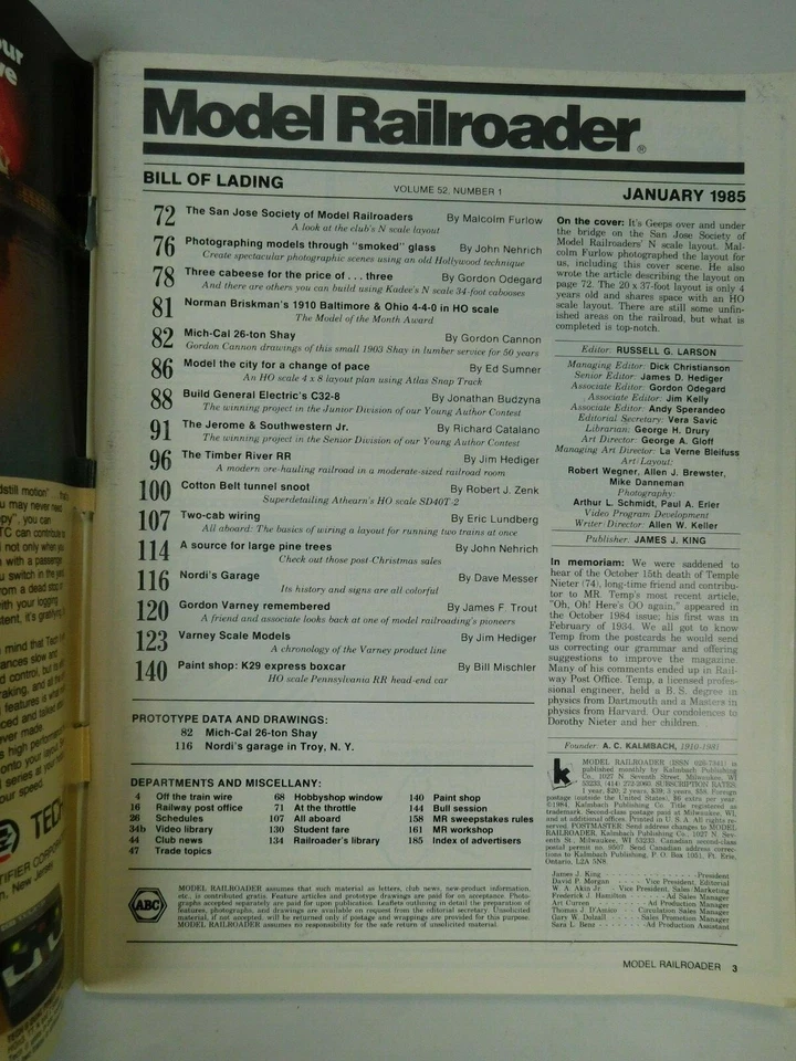 Model Railroader Trains Scale Pacific Railway Tenshodo Roco JAN 1985 Magazine - Image 4 of 4