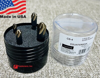 Norseman 4pc Countersink Set 82 Degree 6 Flute 1/4, 5/16, 3/8, 1/2'' Made in USA