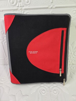 #ad Five Star Redamp;Black Zipper 3 Ring Binder With Pencil Pouch School Mead 2010 $15.99