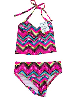 Coral and Reef baby girl 2pc hot pink chevron tankini swim suit 12