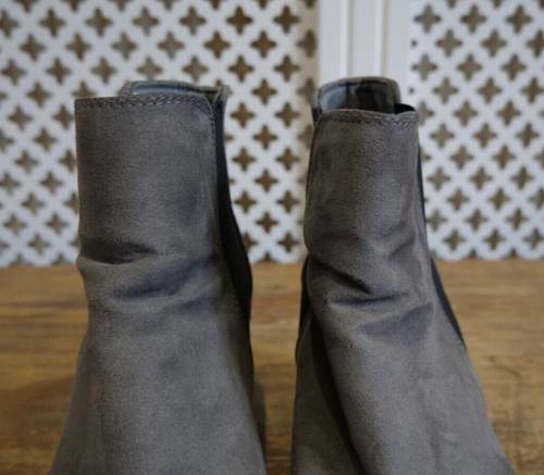 New Look Chelsea Style Boots grey size 4/37 elastic in sides wedge heel - Picture 9 of 18
