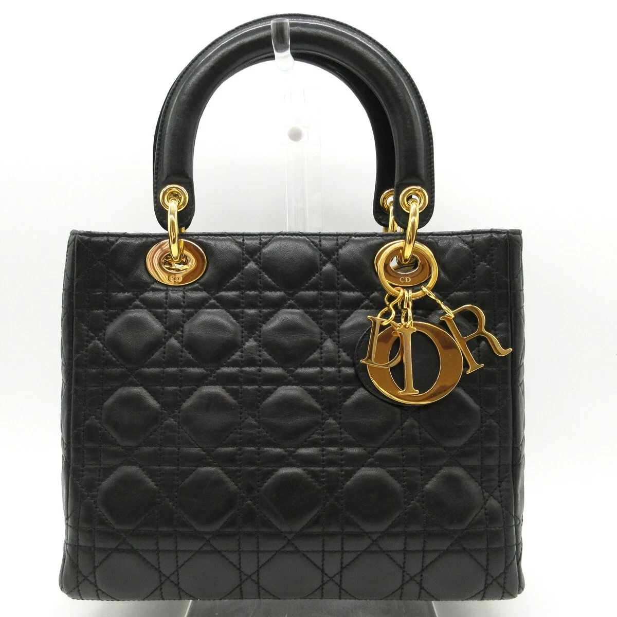 Sac fourre tout femme Christian Dior Cannage cuir or noir Italie M712