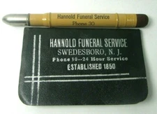 1935 Advertising BULLET PENCIL & Address Book Hannold Funeral Service Swedesboro