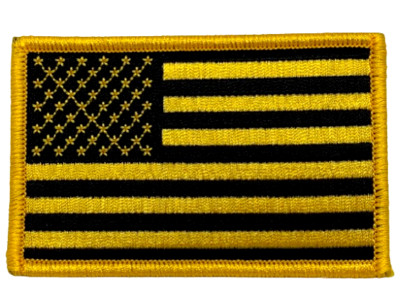 US AMERICAN FLAG YELLOW GOLD 100% EMBROIDERED PATCH