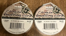 Bead Smith Chinese Knotting Cord, Dk Brown, 1.5mm, 16.4 ft, Lot of 2, NEW (1039)