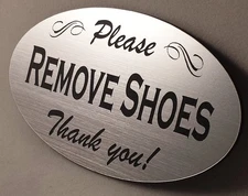 "Remove Shoes" Door Sign (similar to no soliciting) - Engraved - Choose Color