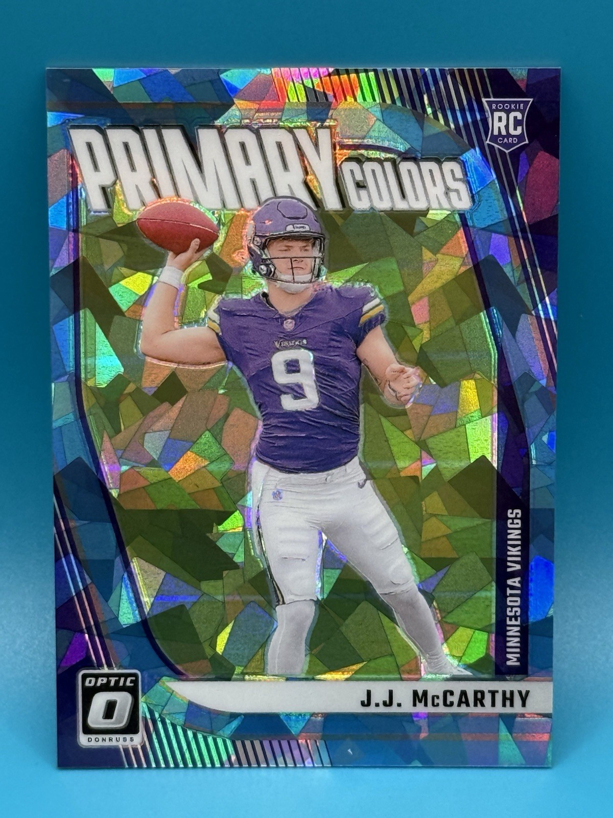2024 Panini Donruss Optic Rookie Primary Colors J.J. McCarthy /15 Cracked Ice