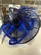 Fascinator Hat Royal Blue and Navy, Derby Or Oaks Season New